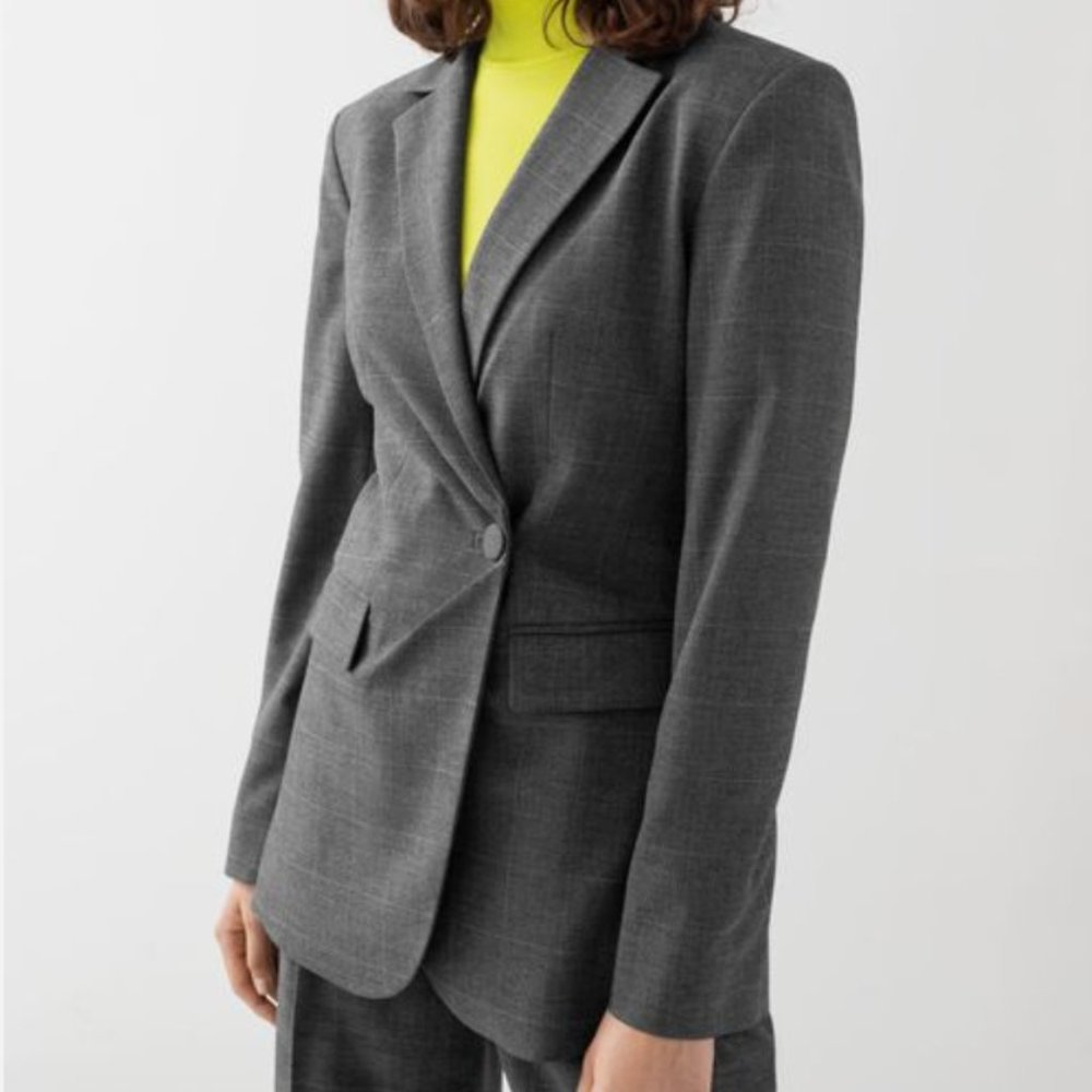 & Other Stories Grey Plaid Blazer